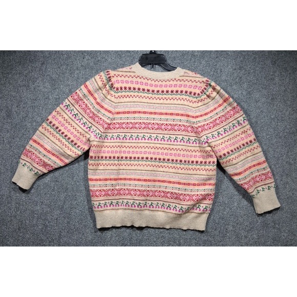 J.Crew Womens Size 2X Puff-Sleeve Fair Isle Crewneck Sweater Cherries - Picture 9 of 9